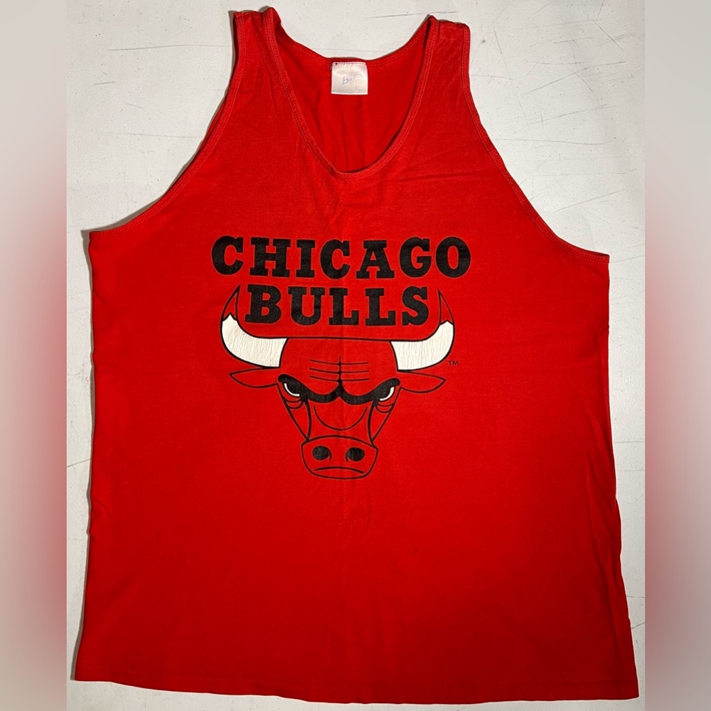 VINTAGE Chicago Bulls BIKE Basketball Tank Top Single Stitch Made USA Red Sz XL